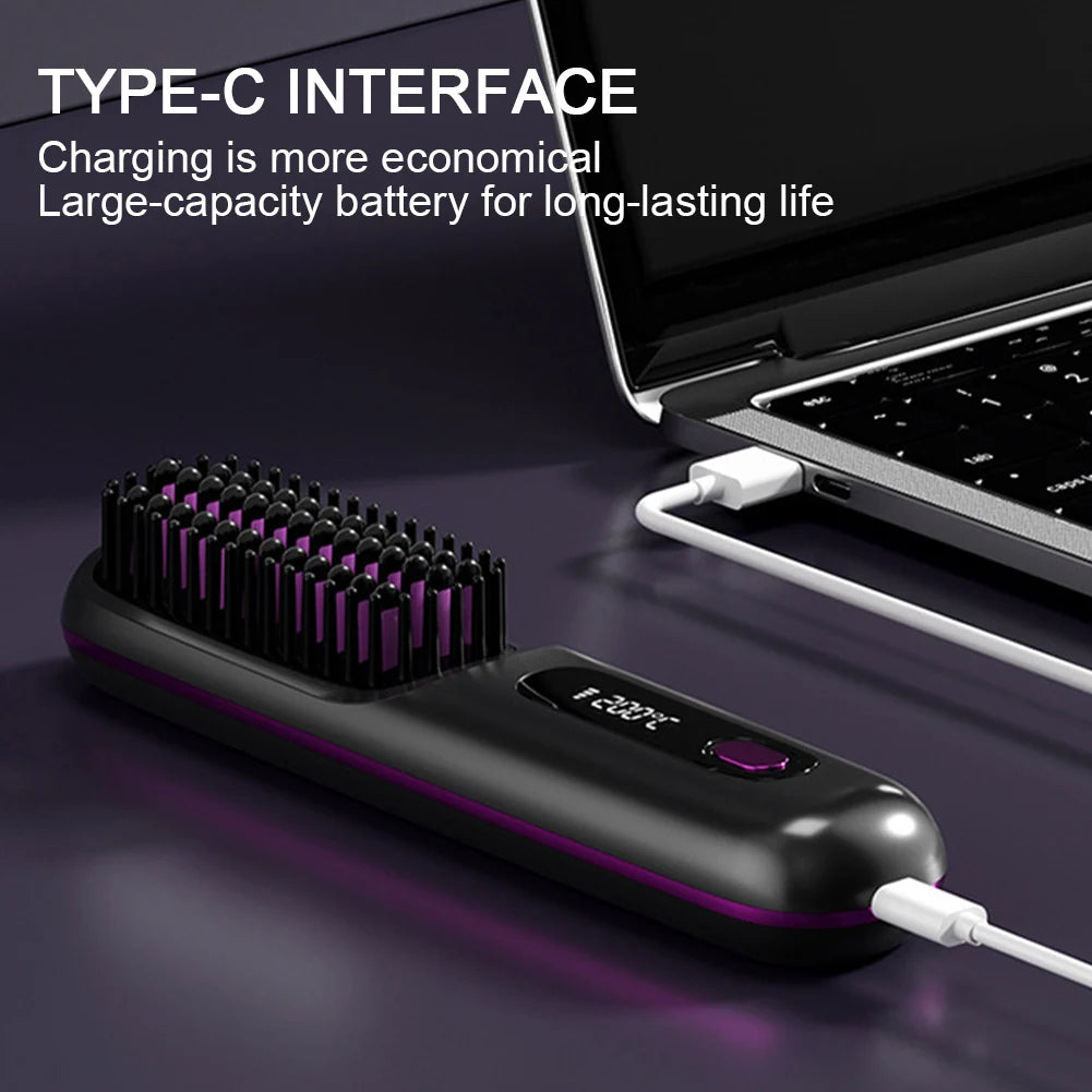 Wireless Hair Straightener Brush *Ruby