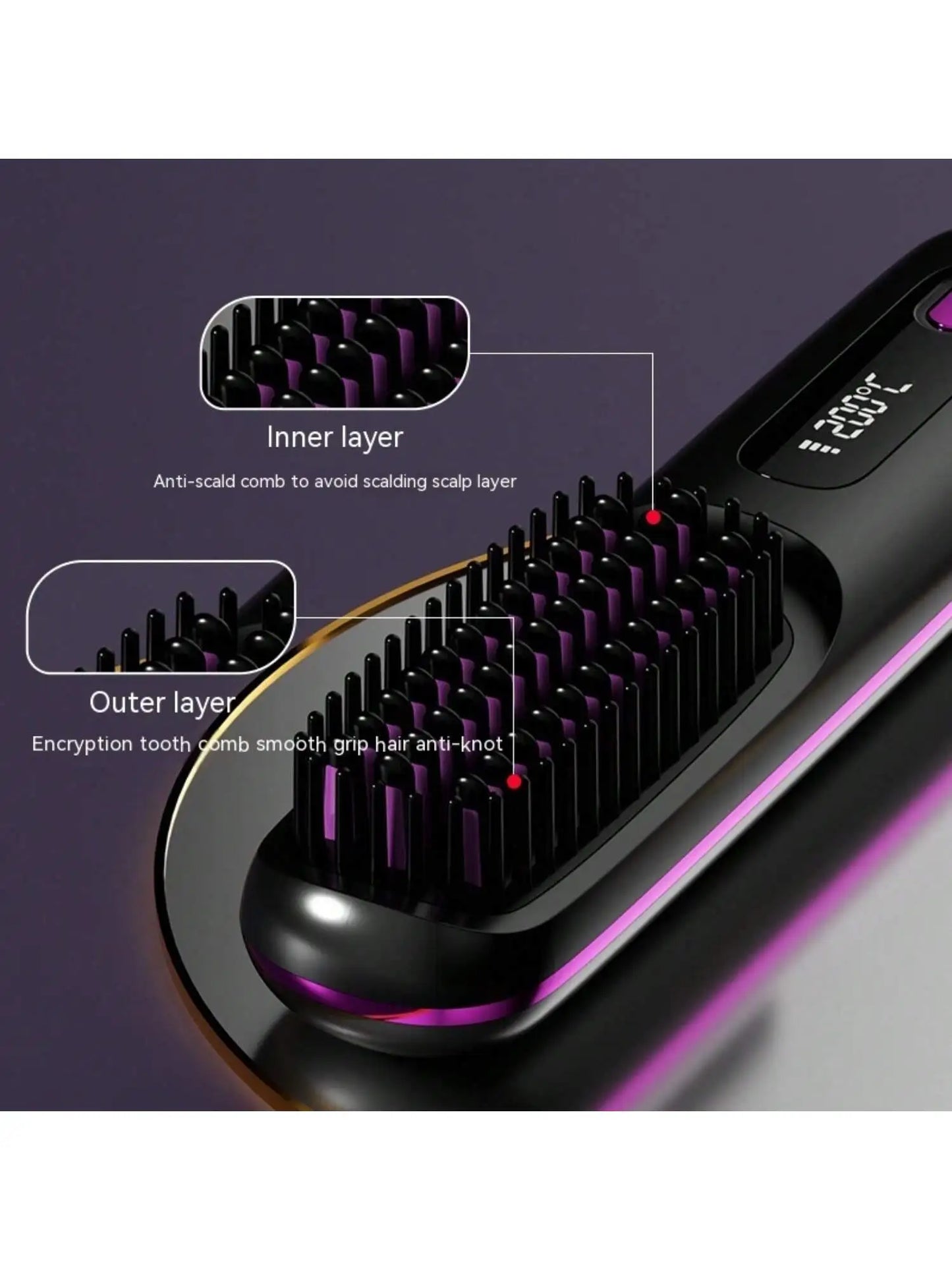 Wireless Hair Straightener Brush *Ruby