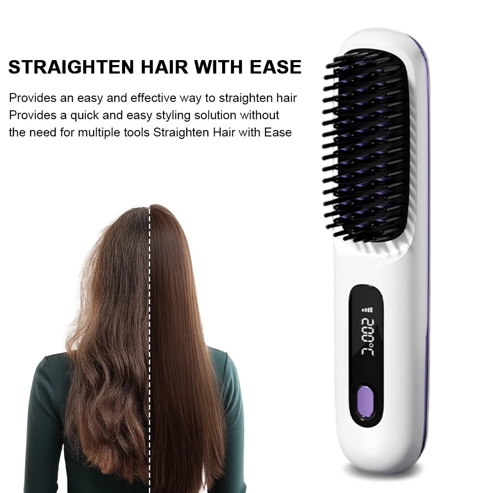Wireless Hair Straightener Brush *Ruby